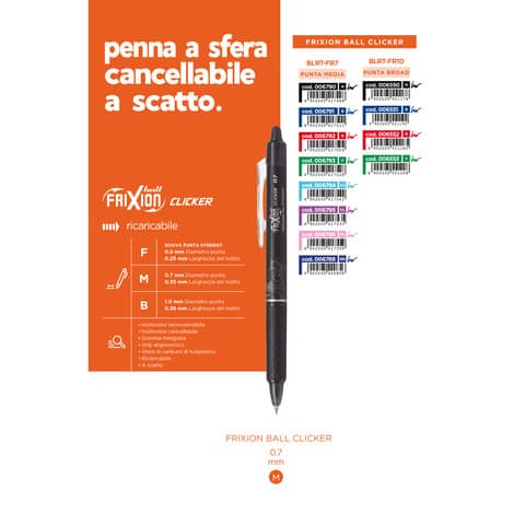 Penna a sfera cancellabile Pilot Frixion Ball Clicker 0,7 mm nero 006790